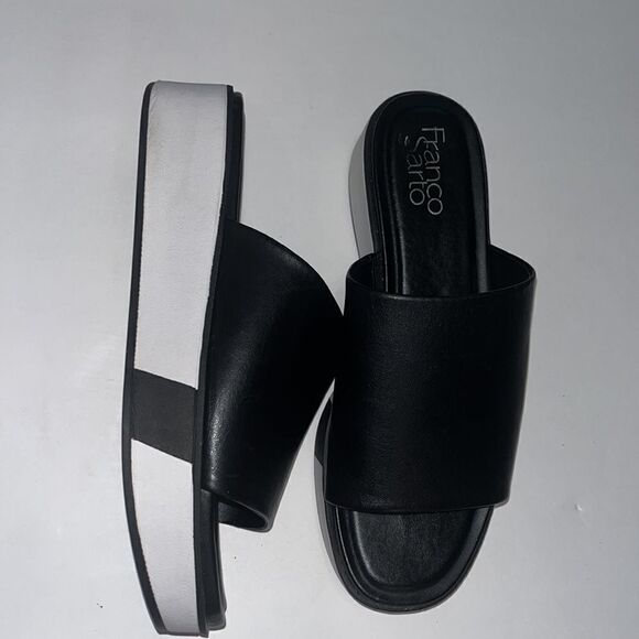 Franco Sarto black & white leather slides - Picture 1 of 6